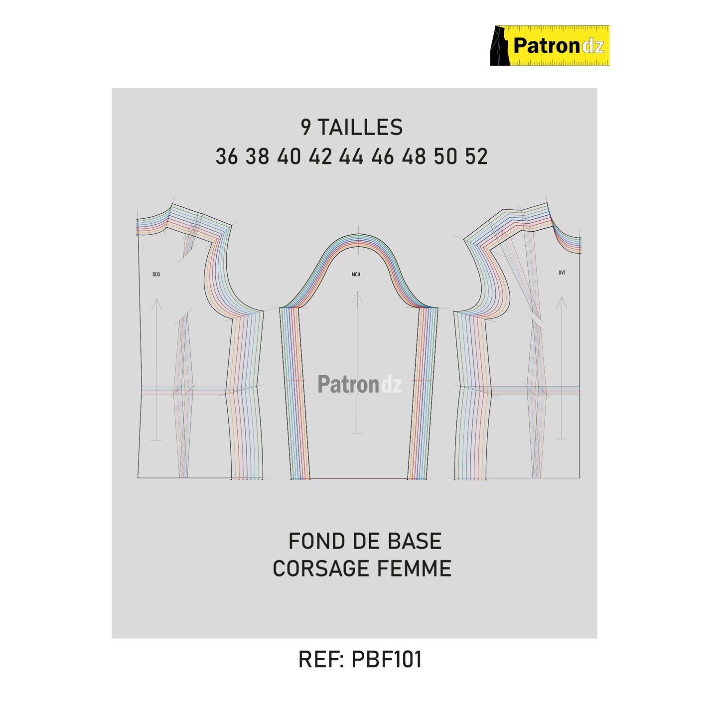 Fond De Base - Corsage Femme Le Lot (tailles 36-52) - PB101