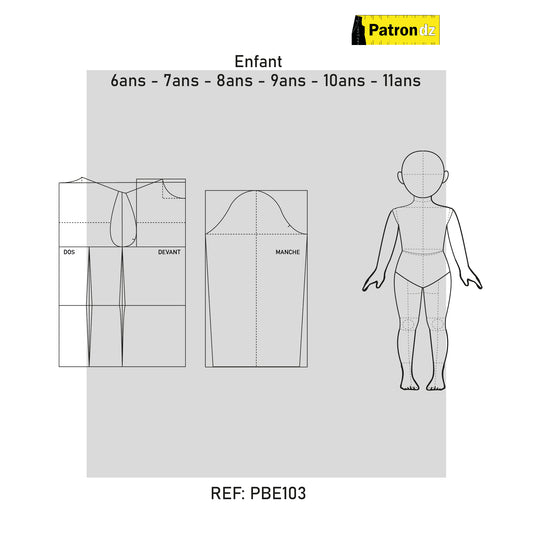 Fond De Base Enfant – Coupe Unisexe, De 6ans à 11ans - Patron - PBE103