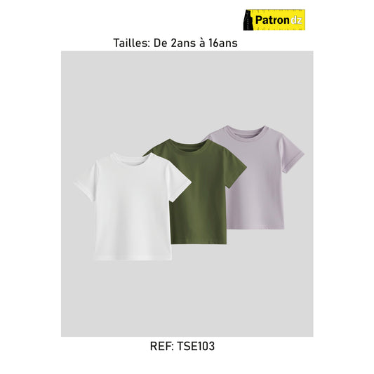 T-shirt à Manche Courtes Enfant – Coupe Unisexe, De 2ans à 16ans - Patron - TSE103