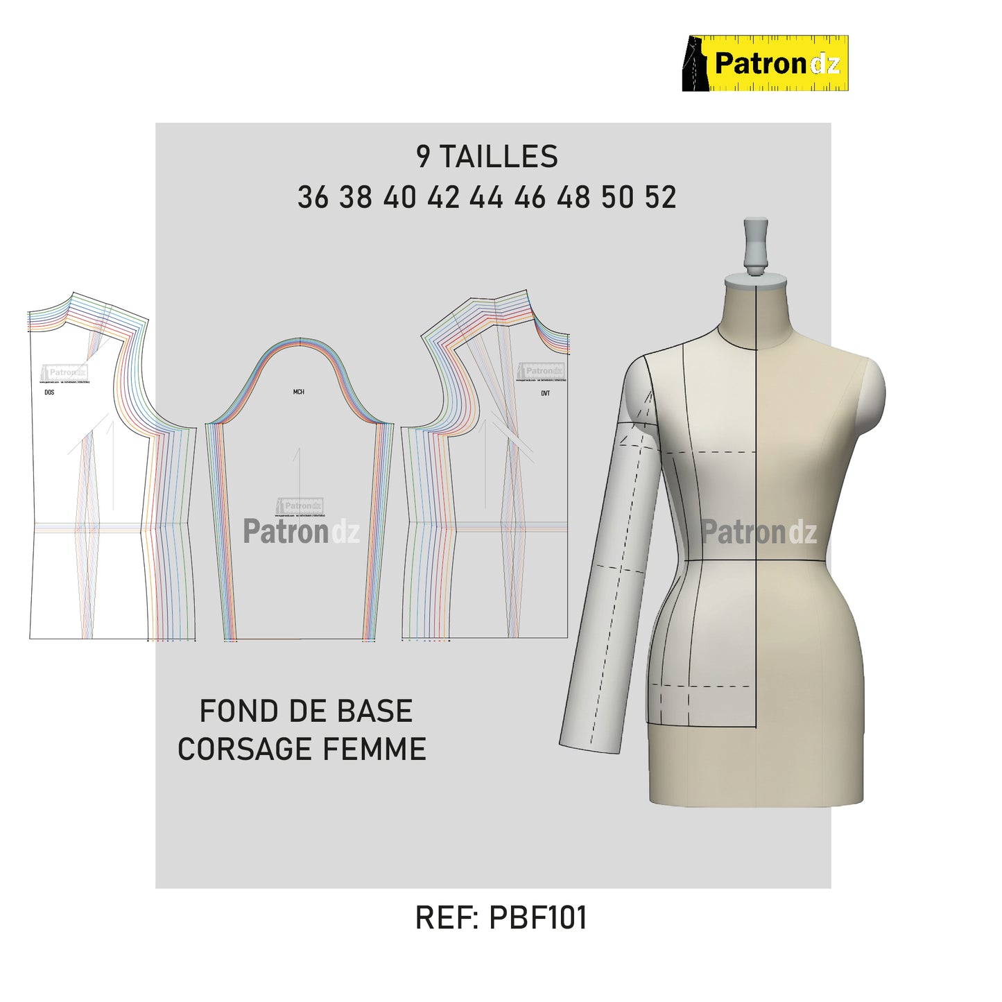 Fond De Base - Corsage Femme  Le Lot (tailles 36-52) - PB101