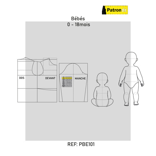 Fond De Base Bébé – Coupe Unisexe, De 0 à 18 Mois - Patron - PBE101