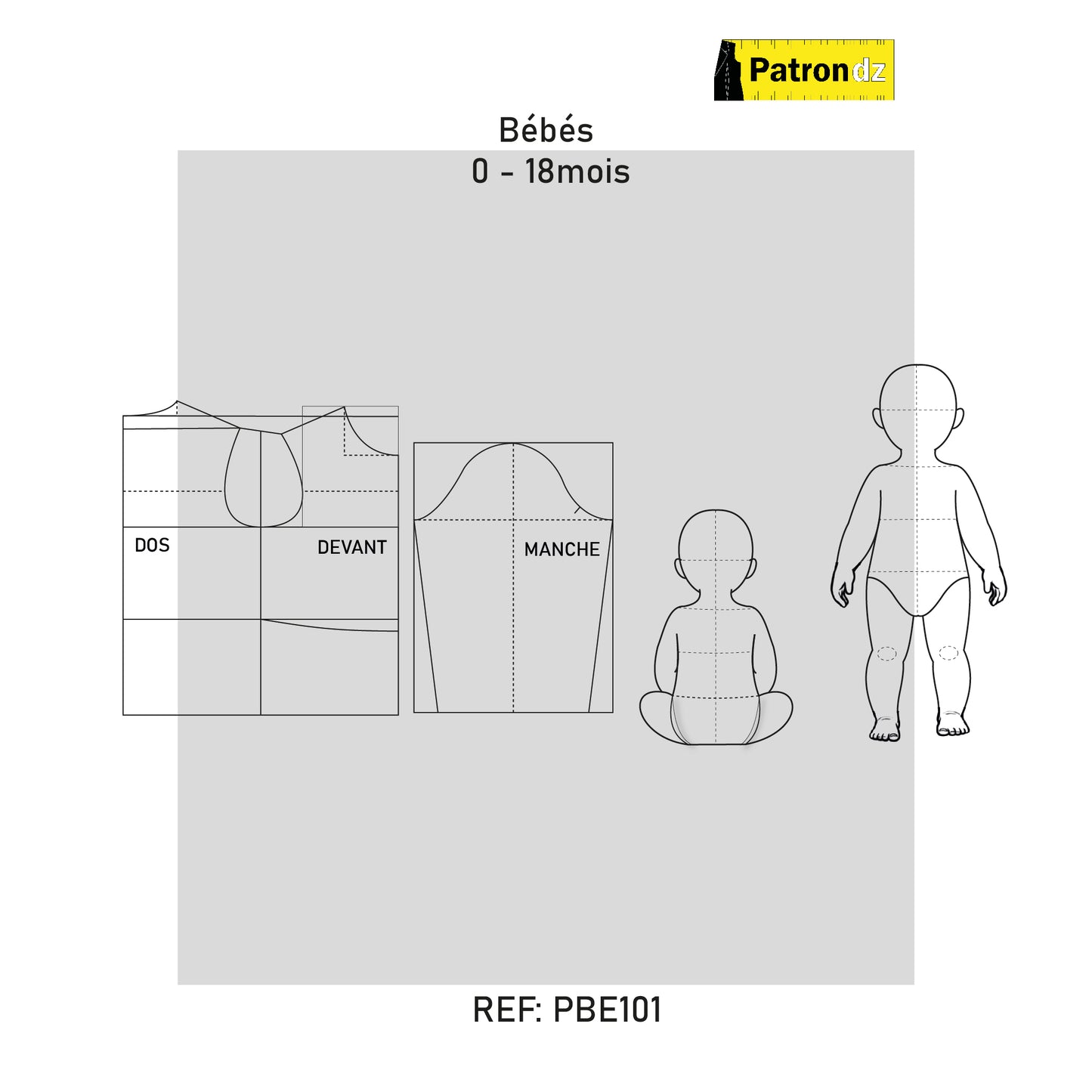 Fond De Base Bébé – Coupe Unisexe, De 0 à 18 Mois - Patron - PBE101