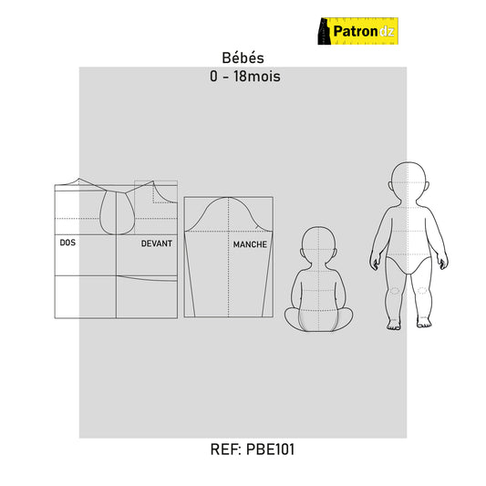 Fond De Base Bébé – Coupe Unisexe, De 0 à 18 Mois - Patron - PBE101