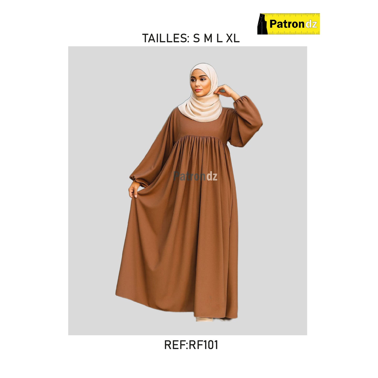 Patron Robe Hijab Fadfad - Tailles: S M L XL - RF101