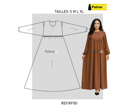 Patron Robe Hijab Fadfad - Tailles: S M L XL - RF101