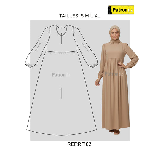 Patron Robe Hijab Fadfad - Tailles: S M L XL - RF102