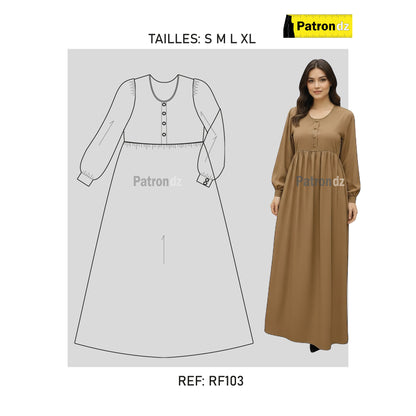 Patron Robe Hijab Fadfad - Tailles: S M L XL - RF103