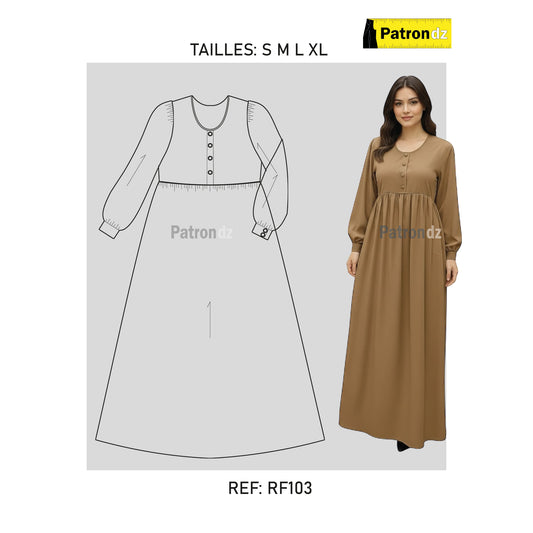 Patron Robe Hijab Fadfad - Tailles: S M L XL - RF103