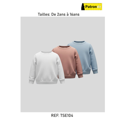 Sweat Enfant – Coupe Unisexe, De 2ans à 16ans - Patron - TSE101