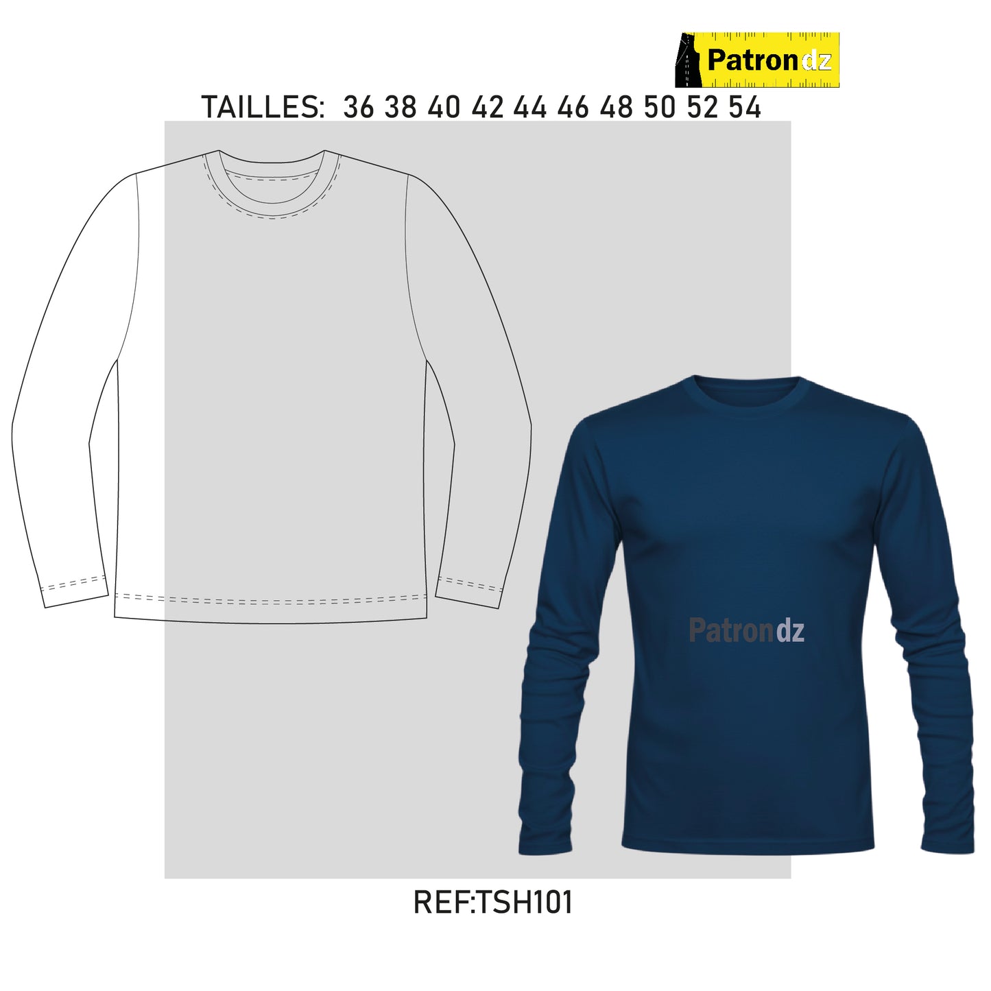 T-shirt à Manche Longue - Patron - TSH101
