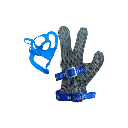 Gants Métalliques Anti-coupure, 3 doigts, fil d'acier- Silver gray
