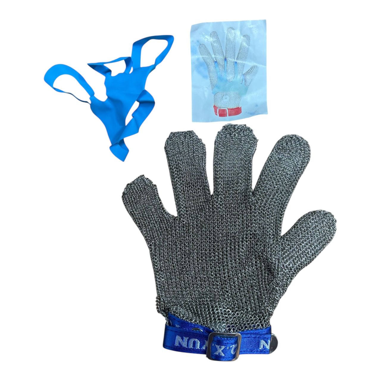 Gants Métalliques Anti-coupure, 5 doigts, fil d'acier- Silver gray