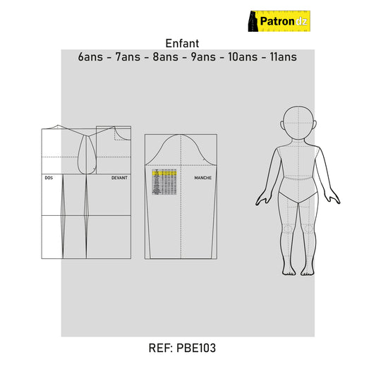 Fond De Base Enfant – Coupe Unisexe, De 6ans à 11ans - Patron - PBE103