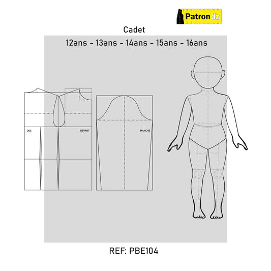 Fond De Base Cadet – Coupe Unisexe, De 12ans à 16ans - Patron - PBE104