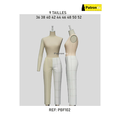 Fond De Base - Pantalon Femme  Le Lot (tailles 36-52) Patron - PB102