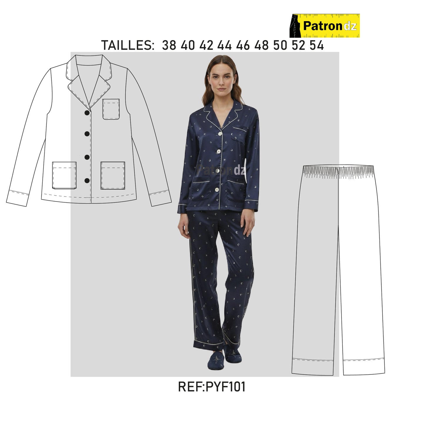 Pyjama Manche Longue Femme - Patron - PYF101