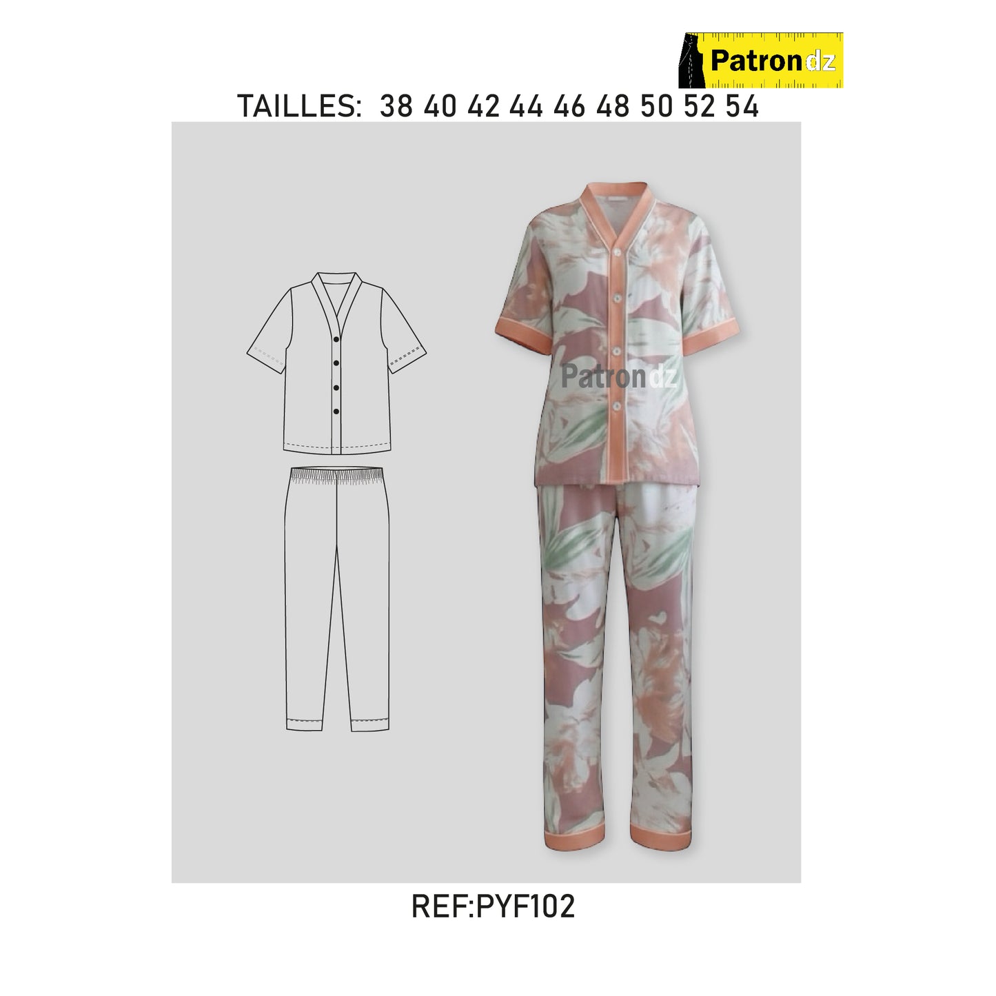 Pyjama Demi Manche Femme - Patron - PYF102