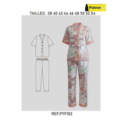 Pyjama Demi Manche Femme - Patron - PYF102