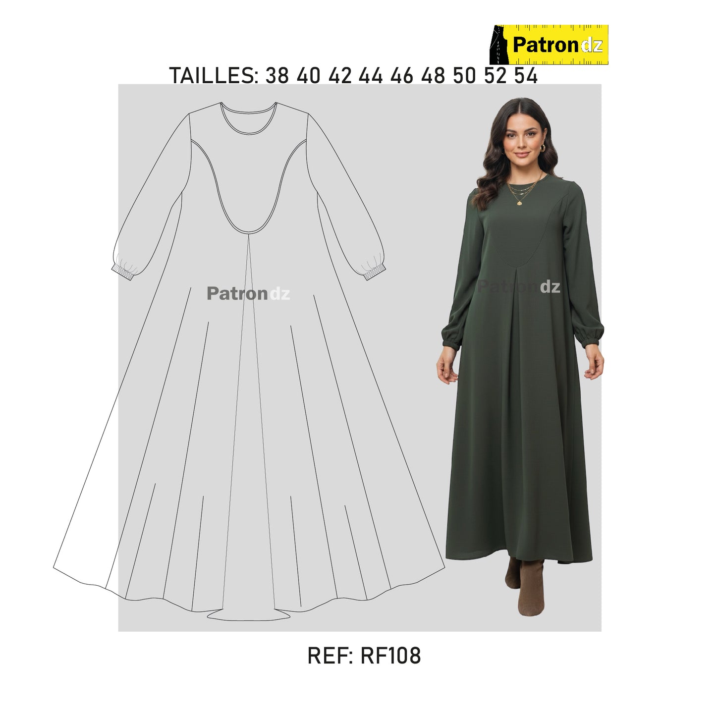 Patron Robe Hijab classique - Patron - RF108