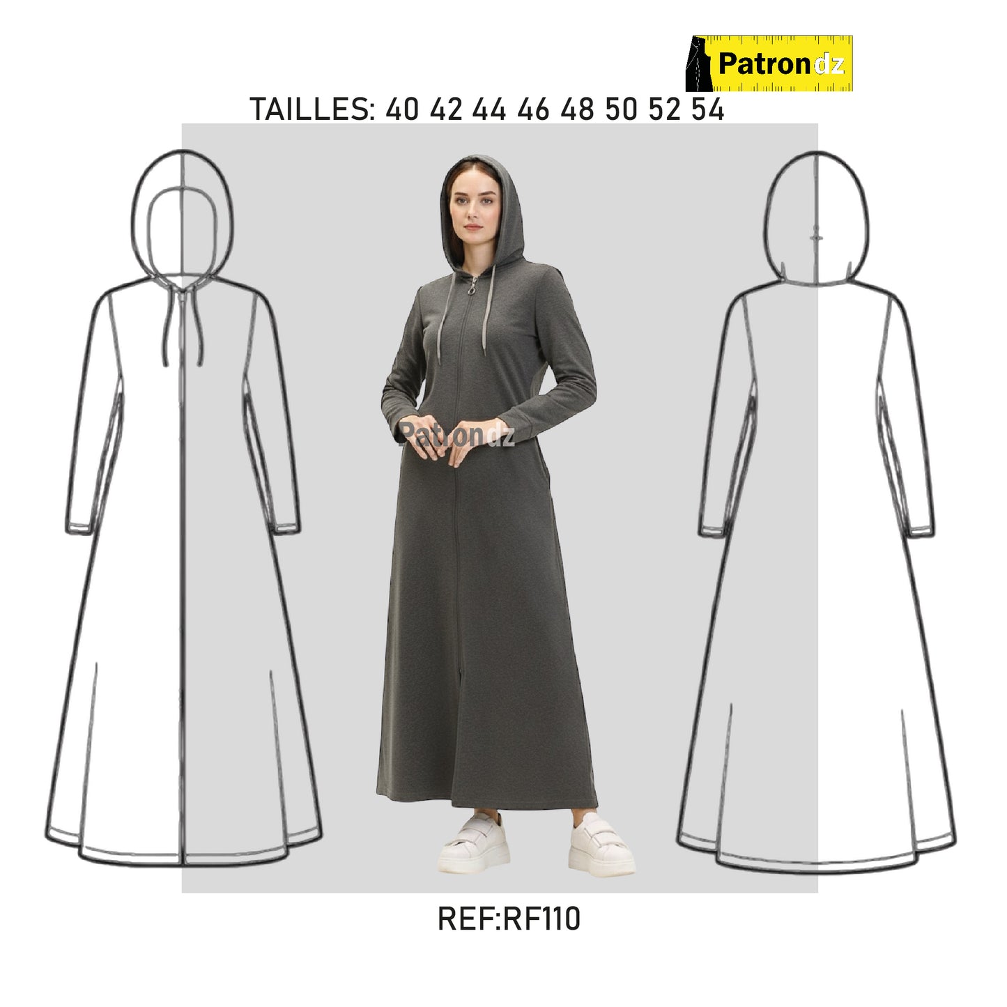 Robe à Capuche Style Décontracté - Patron - RF110