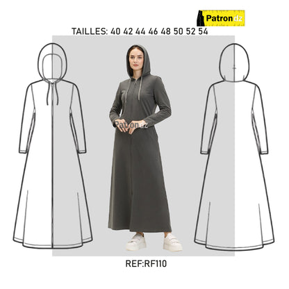Robe à Capuche Style Décontracté - Patron - RF110