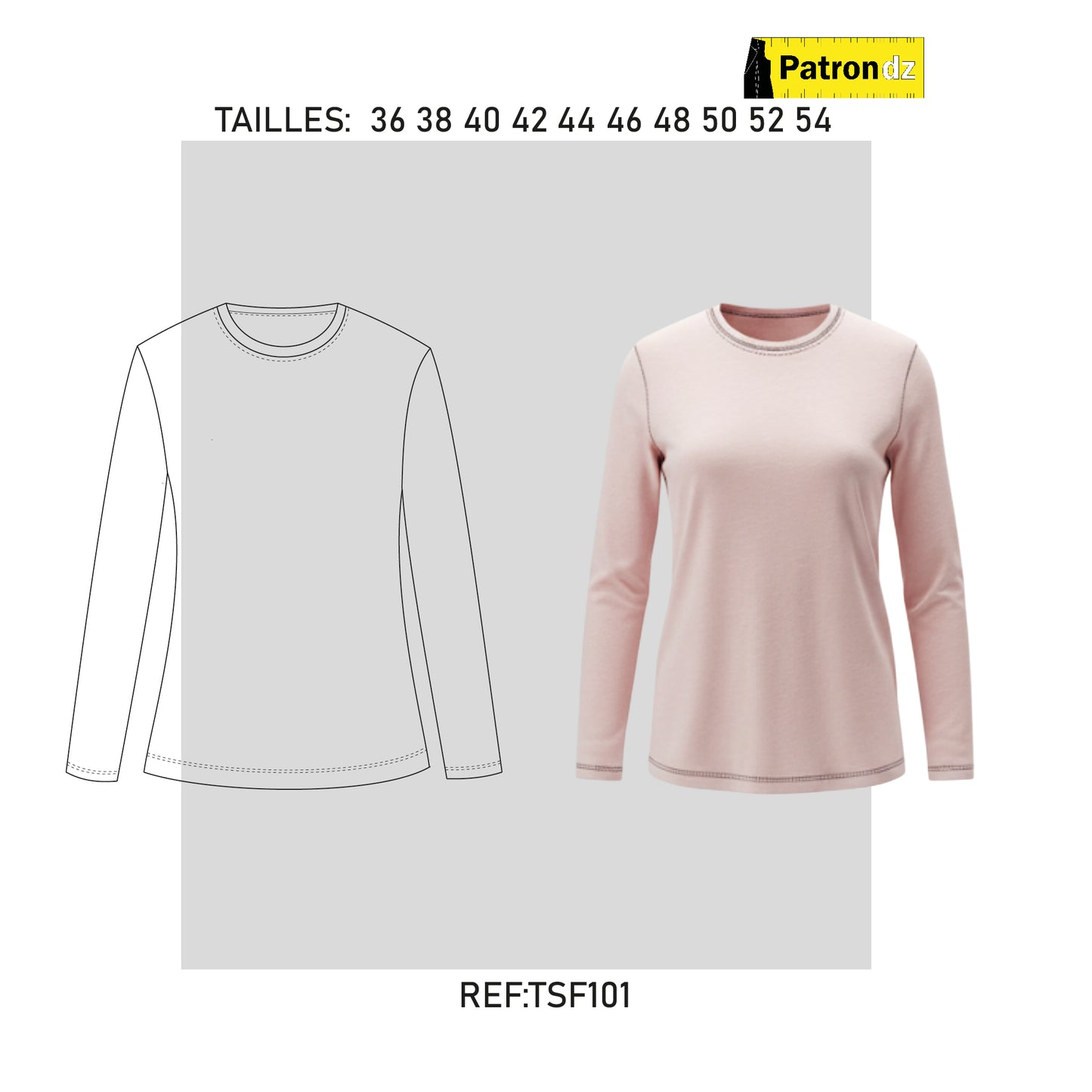 T-shirt à Manche Longue - Patron - TSF101