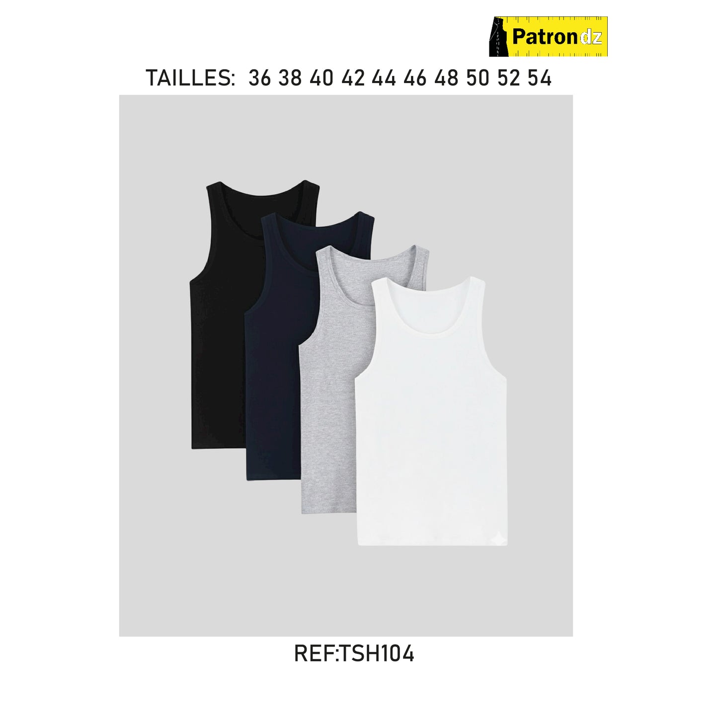 Débardeur Sous-Vetement Homme - Patron - TSH104