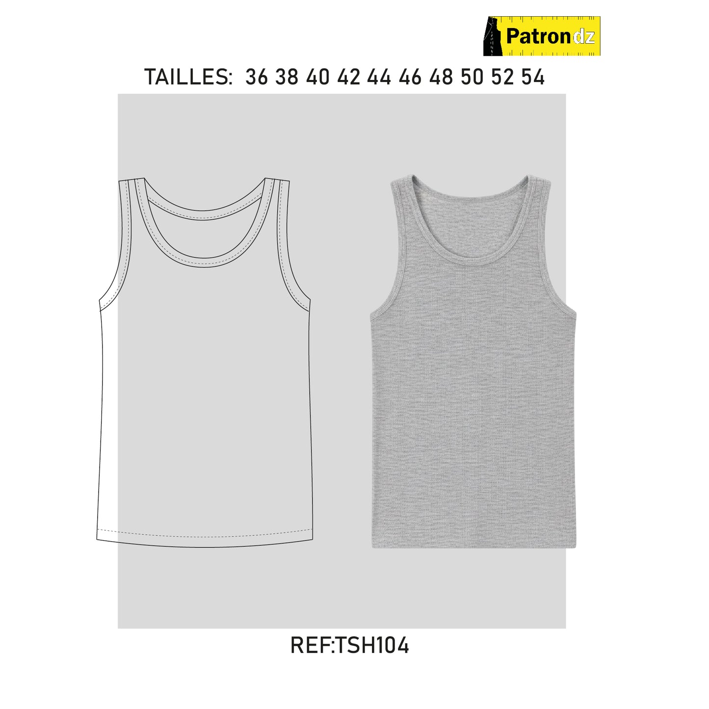 Débardeur Sous-Vetement Homme - Patron - TSH104