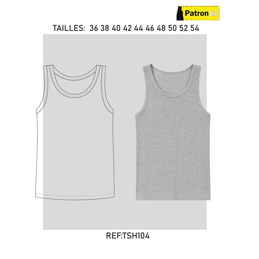 Débardeur Sous-Vetement Homme - Patron - TSH104