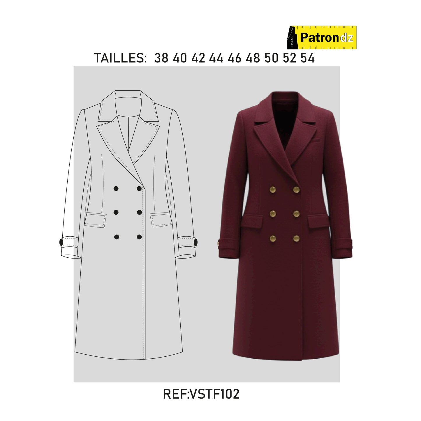 Veste Manteau Femme - Patron - VSTf102